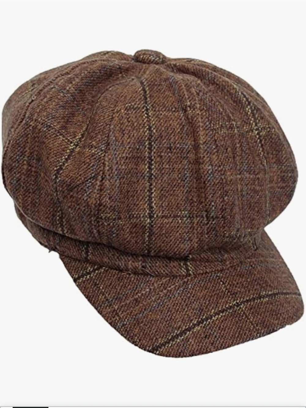 Brown Plaid Newsboy Cap - Tweed Style
